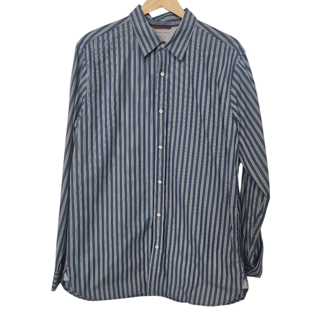 Banana Republic Cotton Pearl Snap Dress Shirt Size Large